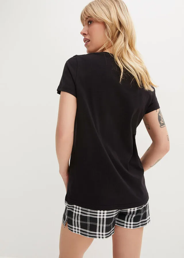 Black Plaid Short Pajamas