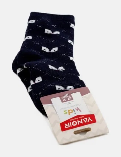Blue Navy Printed Sock by Kidkanaï