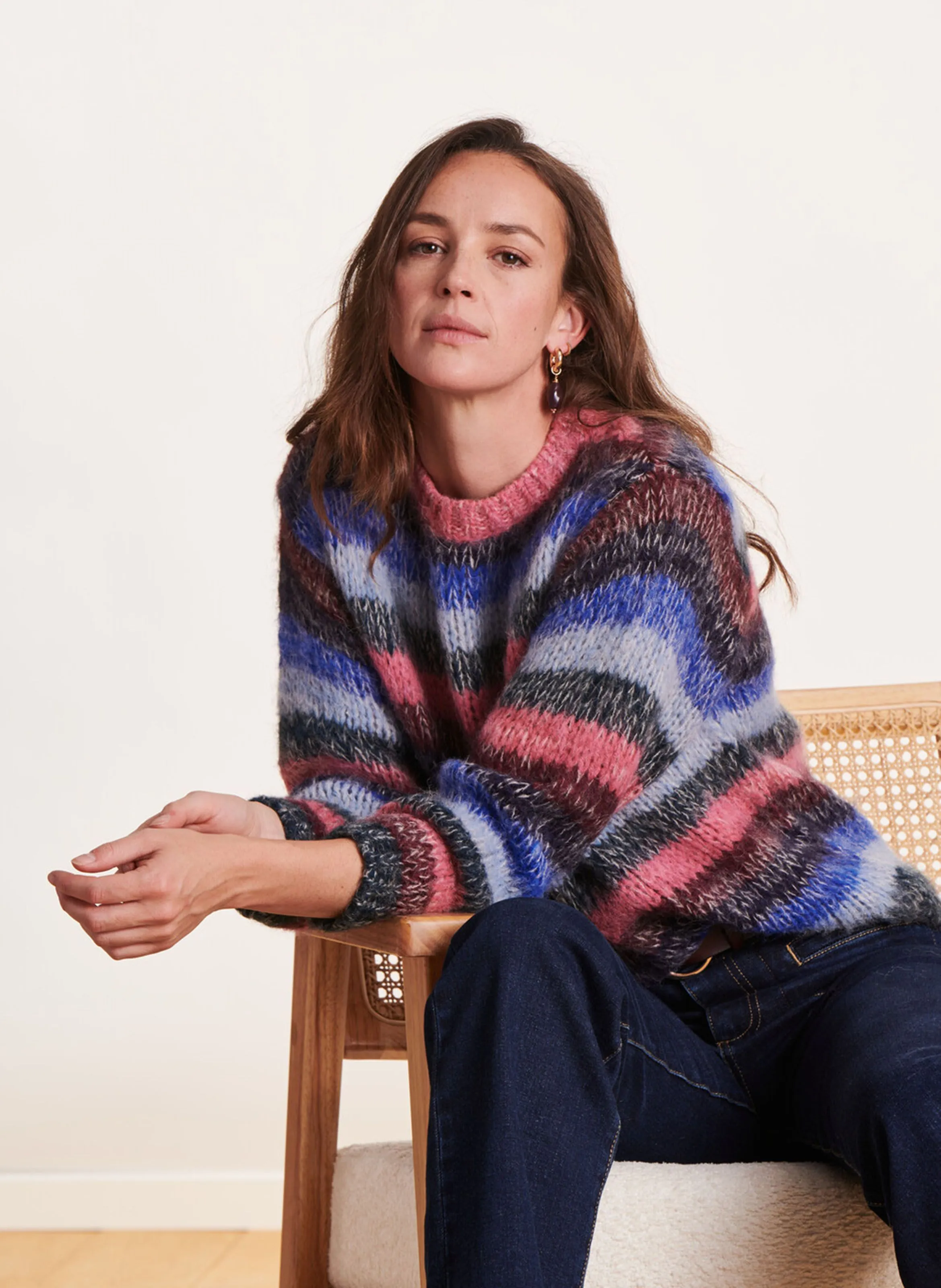 Multi-Colored Round Neck Loose Fit Jersey by LA FEE MARABOUTEE
