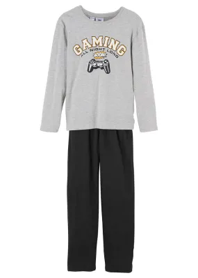 Light Gray Heather-Black 2-Piece Pajama