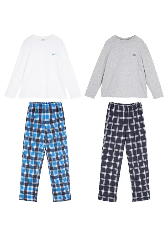 Navy Blue/White/Light Gray Heather/Azure Printed Pajamas