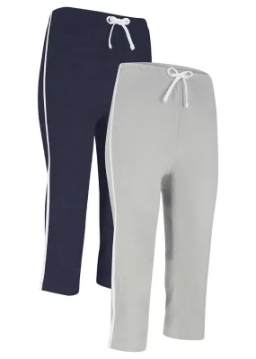 Sporty Capri Leggings, Skinny Fit (2 Pack) Navy Blue-Light Gray Marled