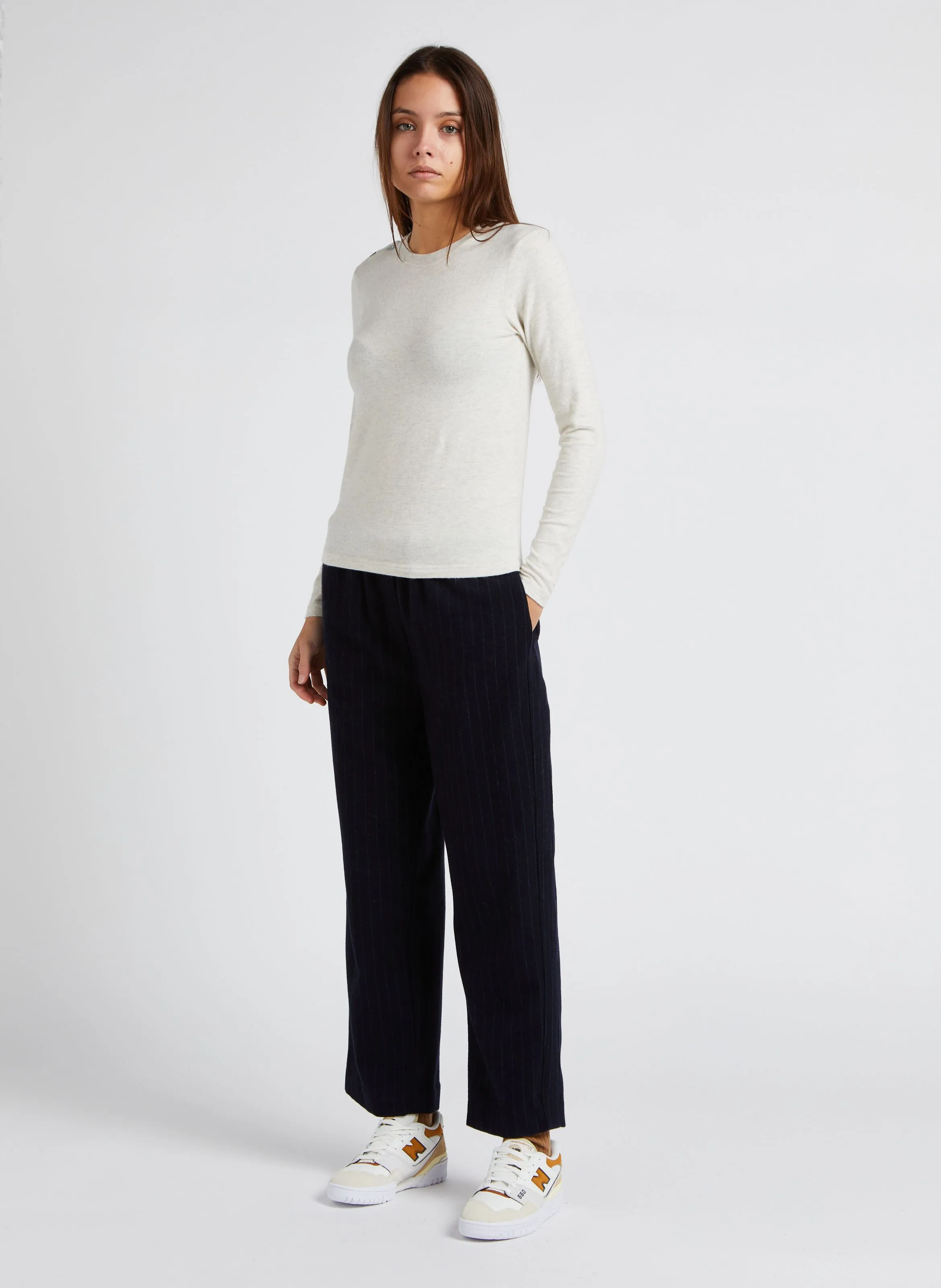 PENNY - Wool Blend Straight Pants in Blue