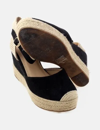 Second Lady Black Wedge Espadrilles