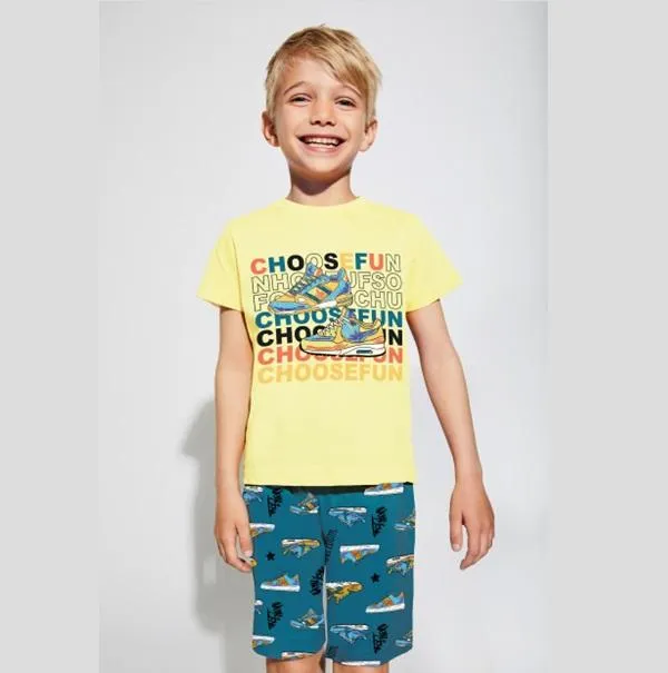 Short Sleeve Boy's Fun Slide Pajamas