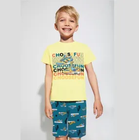 Short Sleeve Boy's Fun Slide Pajamas