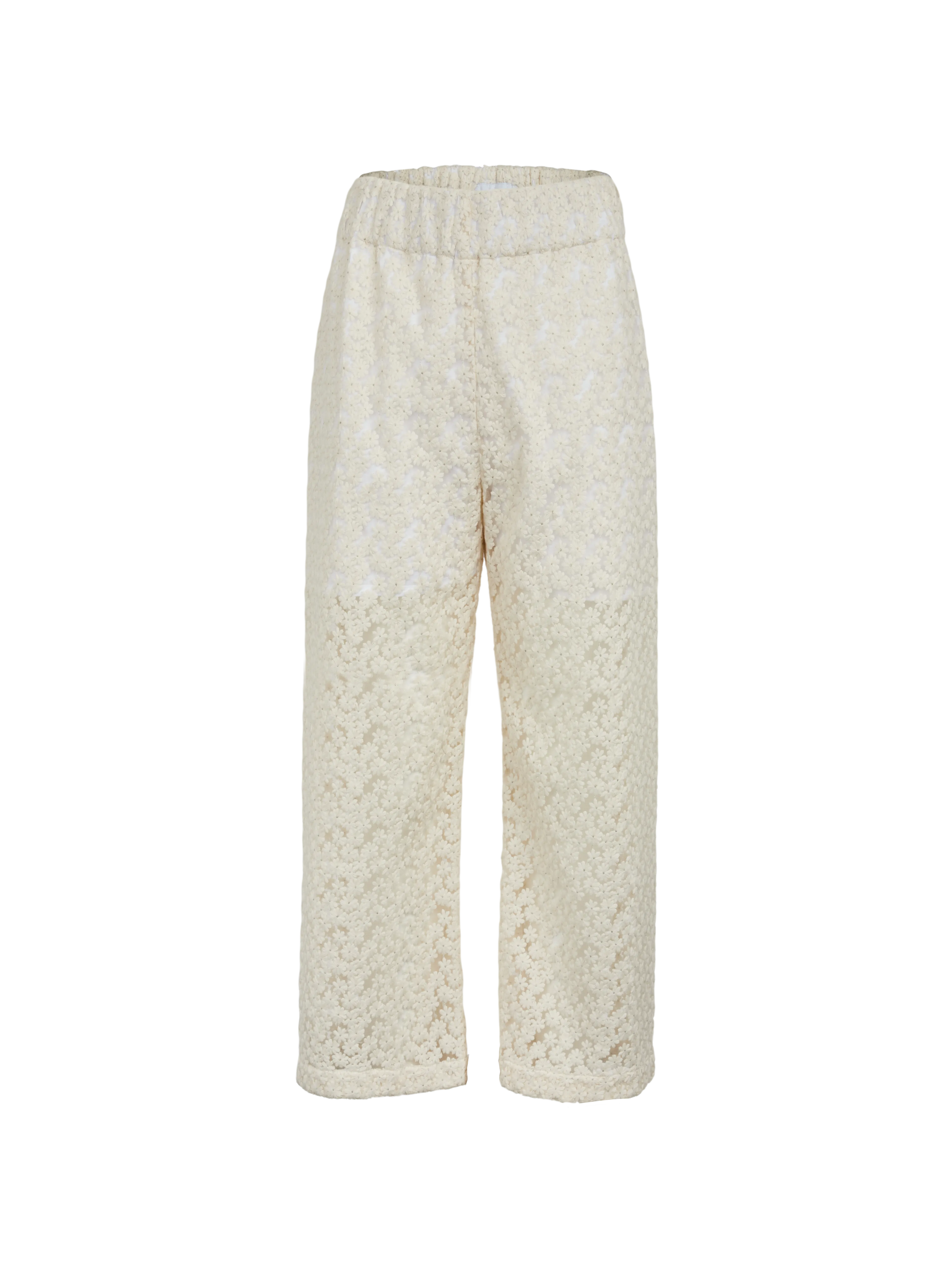 Beige Embroidered Wide-leg Pants - SIFNOS